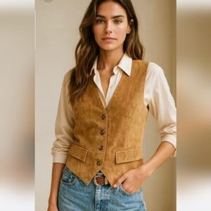 Vintage ADA Genuine Leather Vest Suede Leather Tailored Western-Inspired. Size M